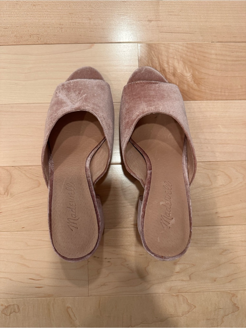Madewell Pink Velvet Slide Sandals